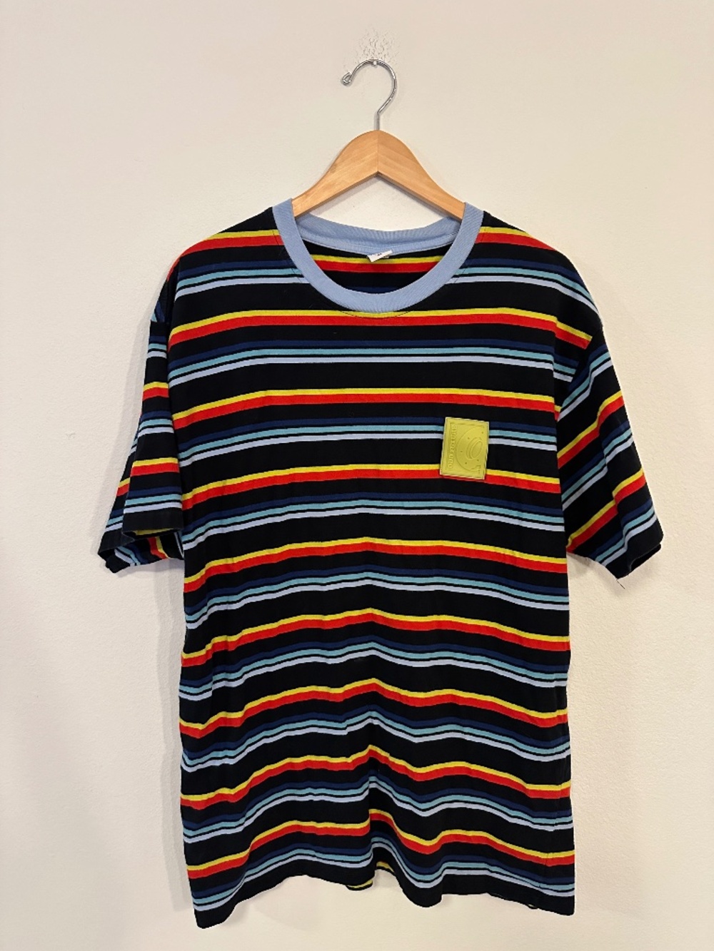 Odd Future Mens XL Black Multicolor Striped Rubber Logo Tee